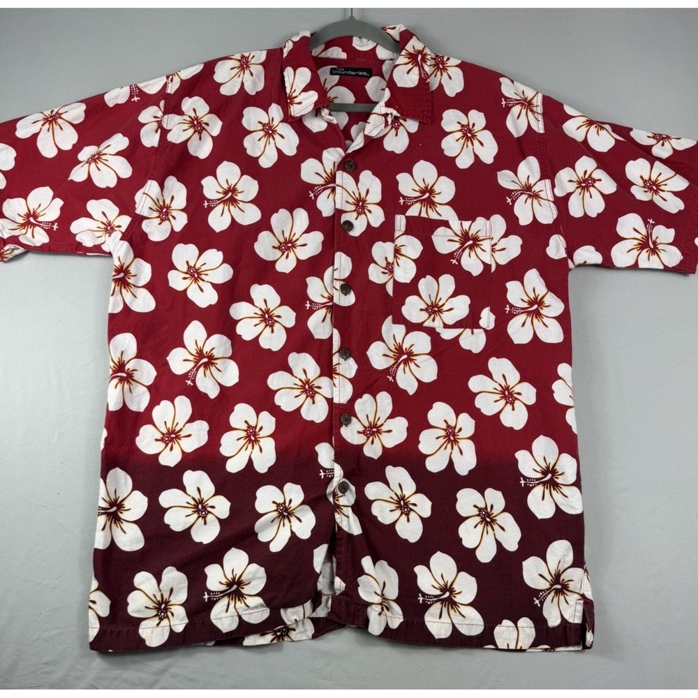No Boundaries red hawaiian ss button up shirt, men's 2X